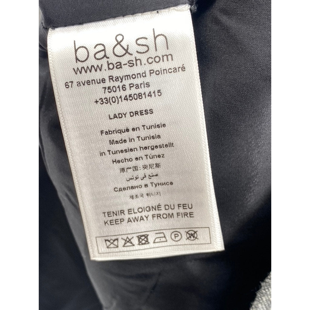 BA&SH Women's Charcoal Gray Dornelle Spilt Neck Padded Cap Sleeve Mini Dress SZM