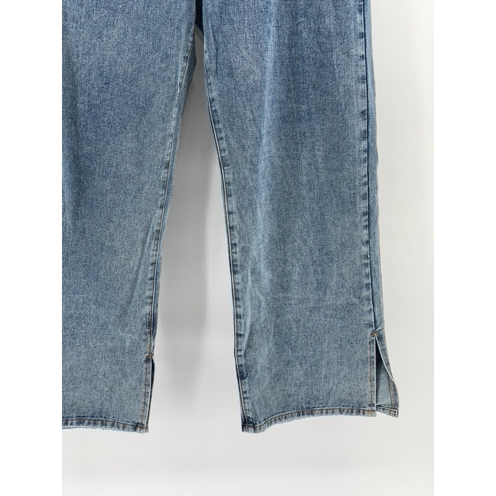 PERSON INTENTIONS Men's Blue Denim Wide-Slit Leg Baggy-Fit Jeans SZ XL