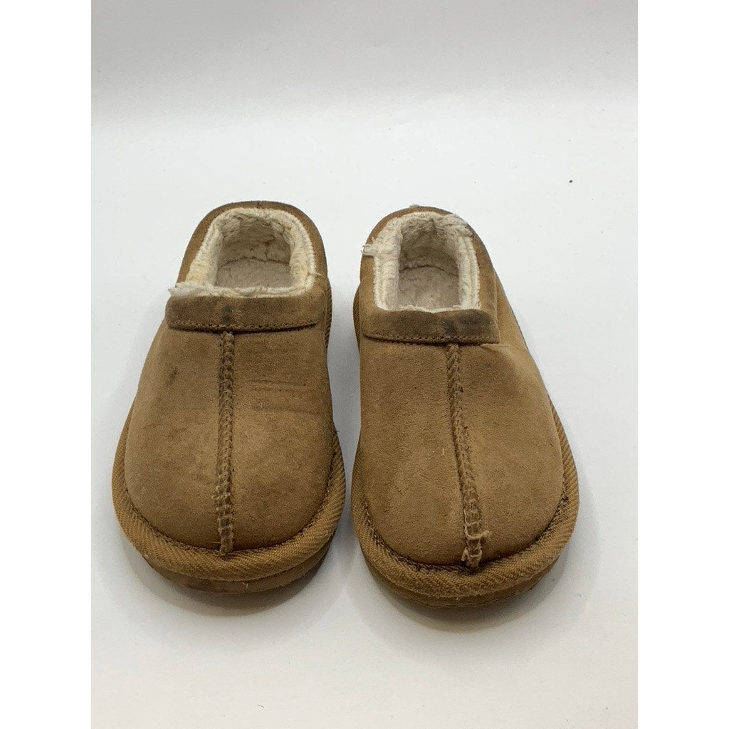 UNBRANDED Toddler Girls Tan Faux-Shearling Faux-Suede Clog Slippers SZ 7