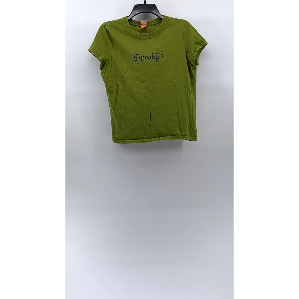 TARGET Women’s Green Spooky Graphic Crewneck Casual Short Sleeve Top SZ L