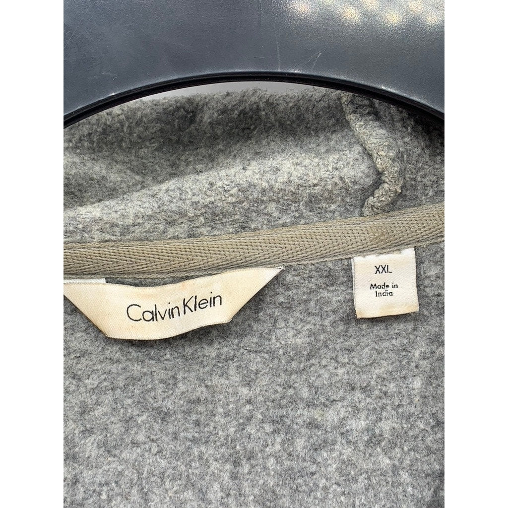 CALVIN KLEIN Men's Gray Logo Zip-Up Sweatshirt SZ 2XL