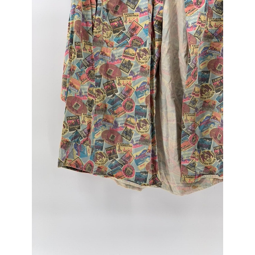 LEE Men's Vintage 90's Printed Regular-Fit Button-Up Long Sleeve Shirt SZ L