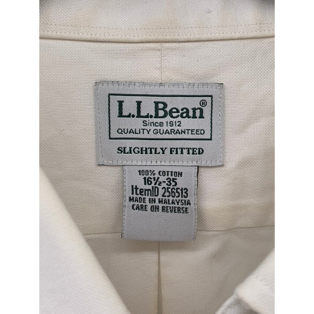 L.L.BEAN Men’s White Solid Slightly Fitted Button-Up Shirt SZ 16.5
