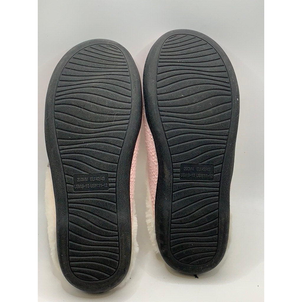 JOOMRA Women's Light Pink Knit Faux-Fur Slippers SZ 11-12