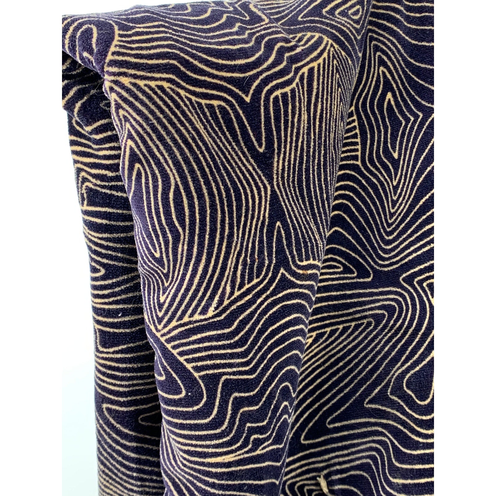 UNBRANDED Dark Blue-Beige Swirl Print Heavyweight Vintage 1918 Blanket