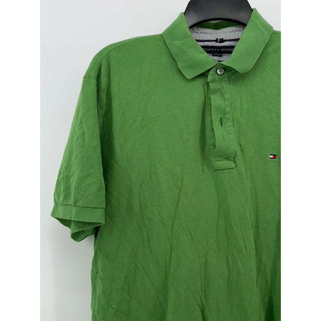 TOMMY HILFIGER Men's Green Classic-Fit Short Sleeve Casual Polo Shirt SZ M