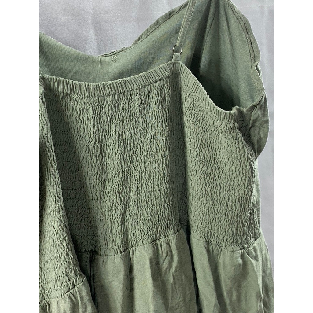CI SONO Women's Sage Green Sweetheart Spaghetti Strap Tiered Mini Dress SZ S