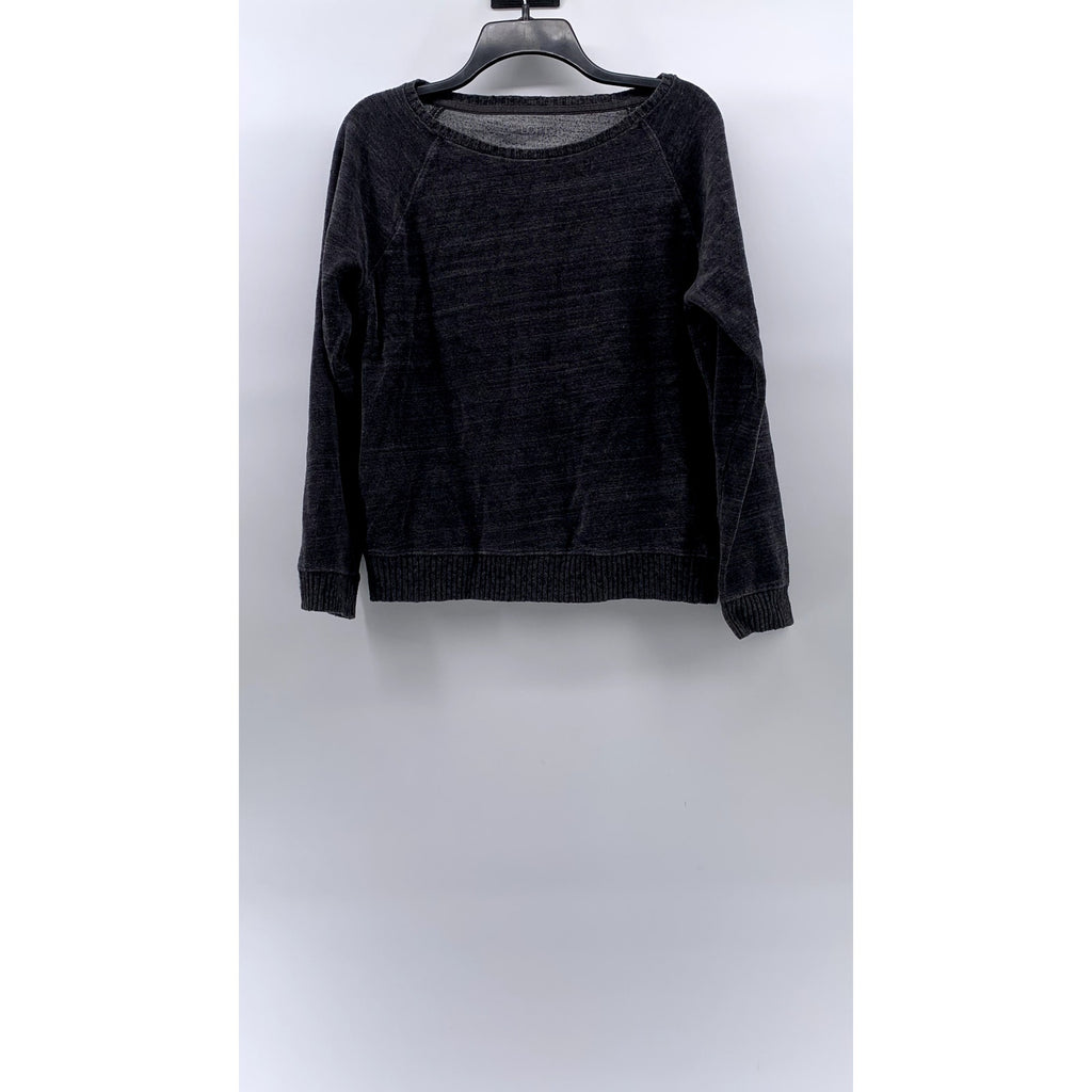 ANN TAYLOR LOFT Women's Washed Black Knit Scoop-Neck Long Sleeve Sweater SZ L