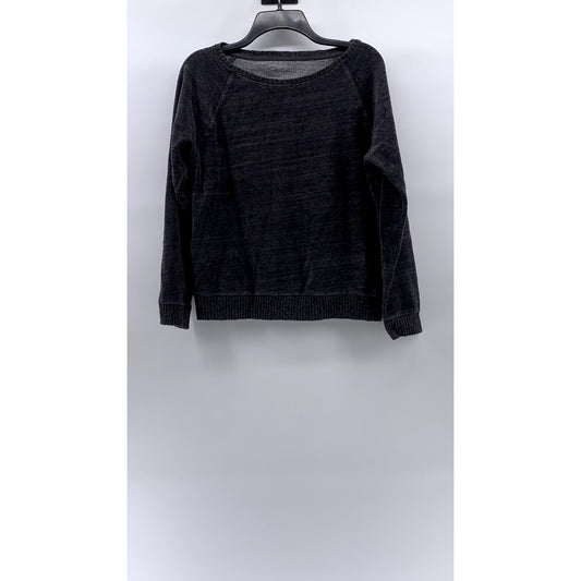 ANN TAYLOR LOFT Women's Washed Black Knit Scoop-Neck Long Sleeve Sweater SZ L