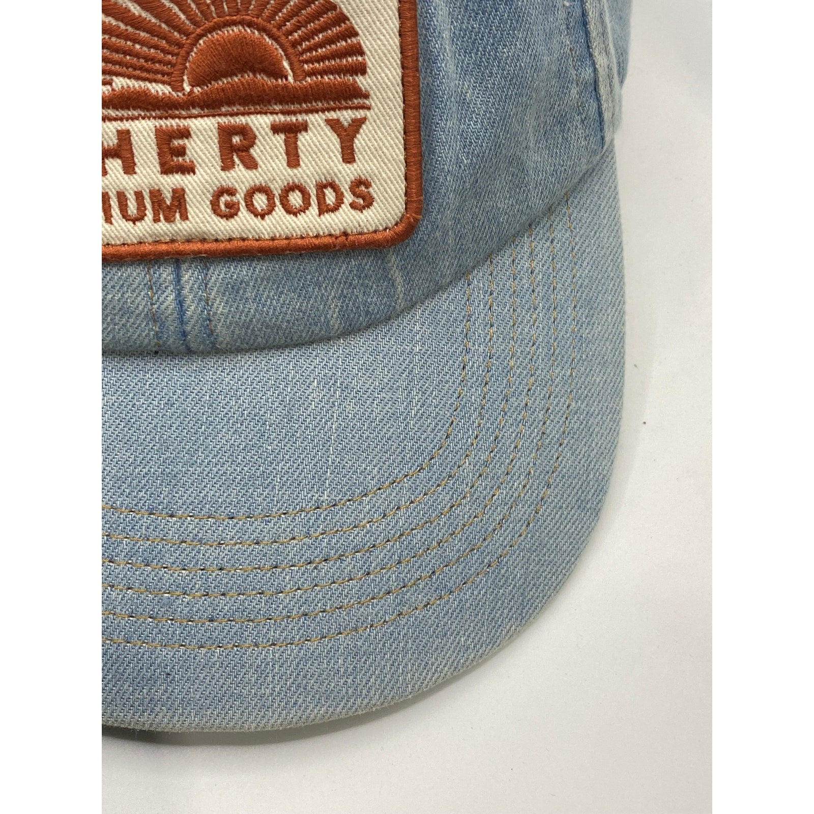 FAHERTY BRAND Men's Light Blue Denim Mountain Patch Baseball Hat SZ OS