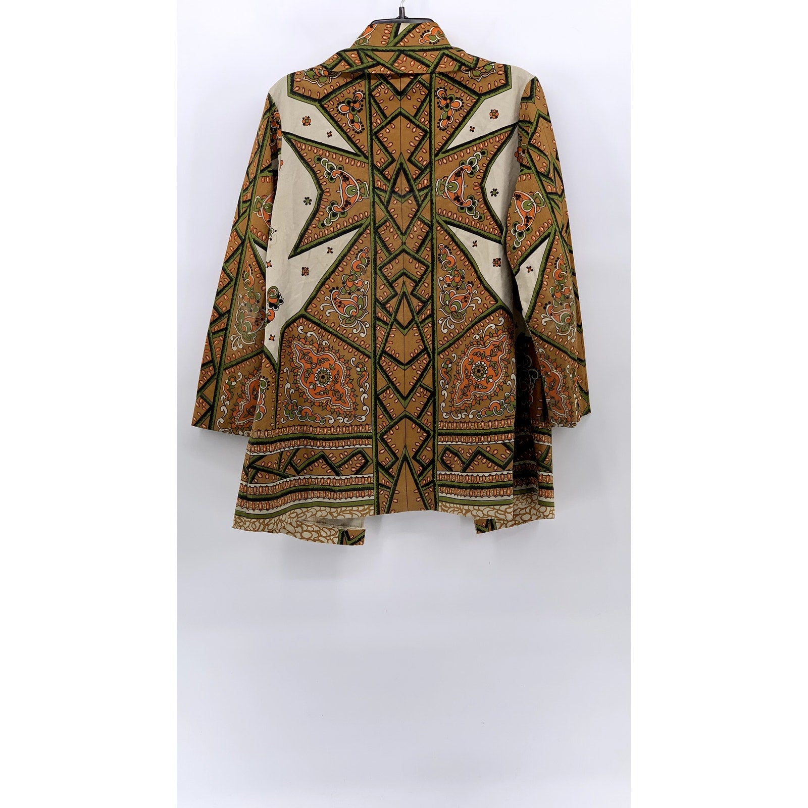 BERNARDO Women's Vintage 60's Orange Printed Long Sleeve Blazer SZ L