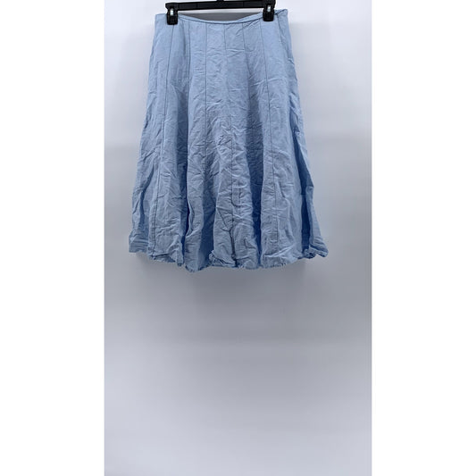 APPRAISAL Women's Sky Blue Linen-Blend A-Line Knee Length Skirt SZ 8