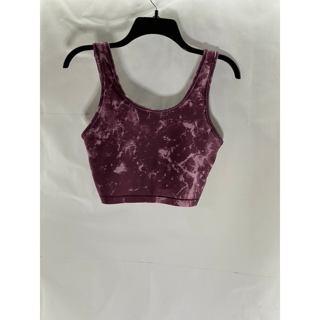 UNBRANDED Women's Purple Tie-Dye Scoop-Neck Banded Sport Bra SZ M