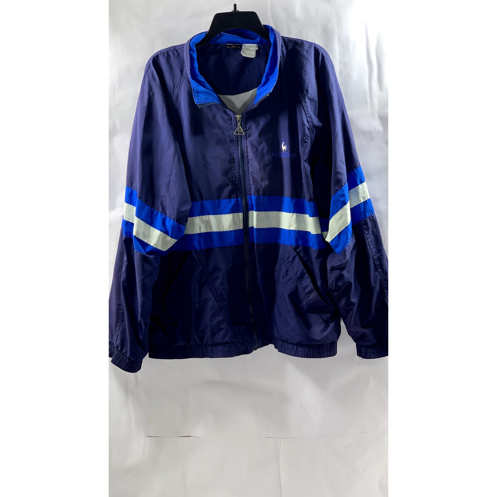 LE COQ SPORTIF Men's Blue-White Striped Zip-Up Activewear Jacket SZ L