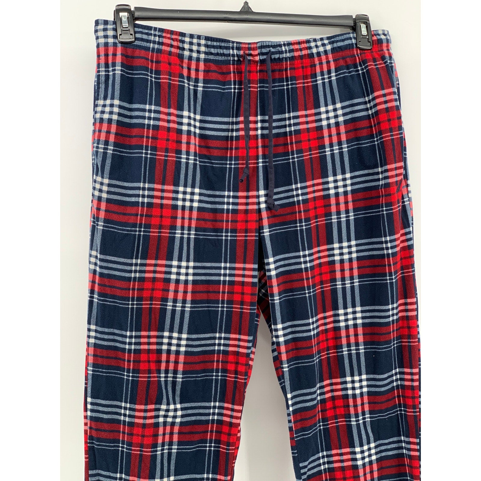 NAUTICA Men's Navy-Red Plaid Flannel Pull-On Classic-Fit Pajama Pants SZ L