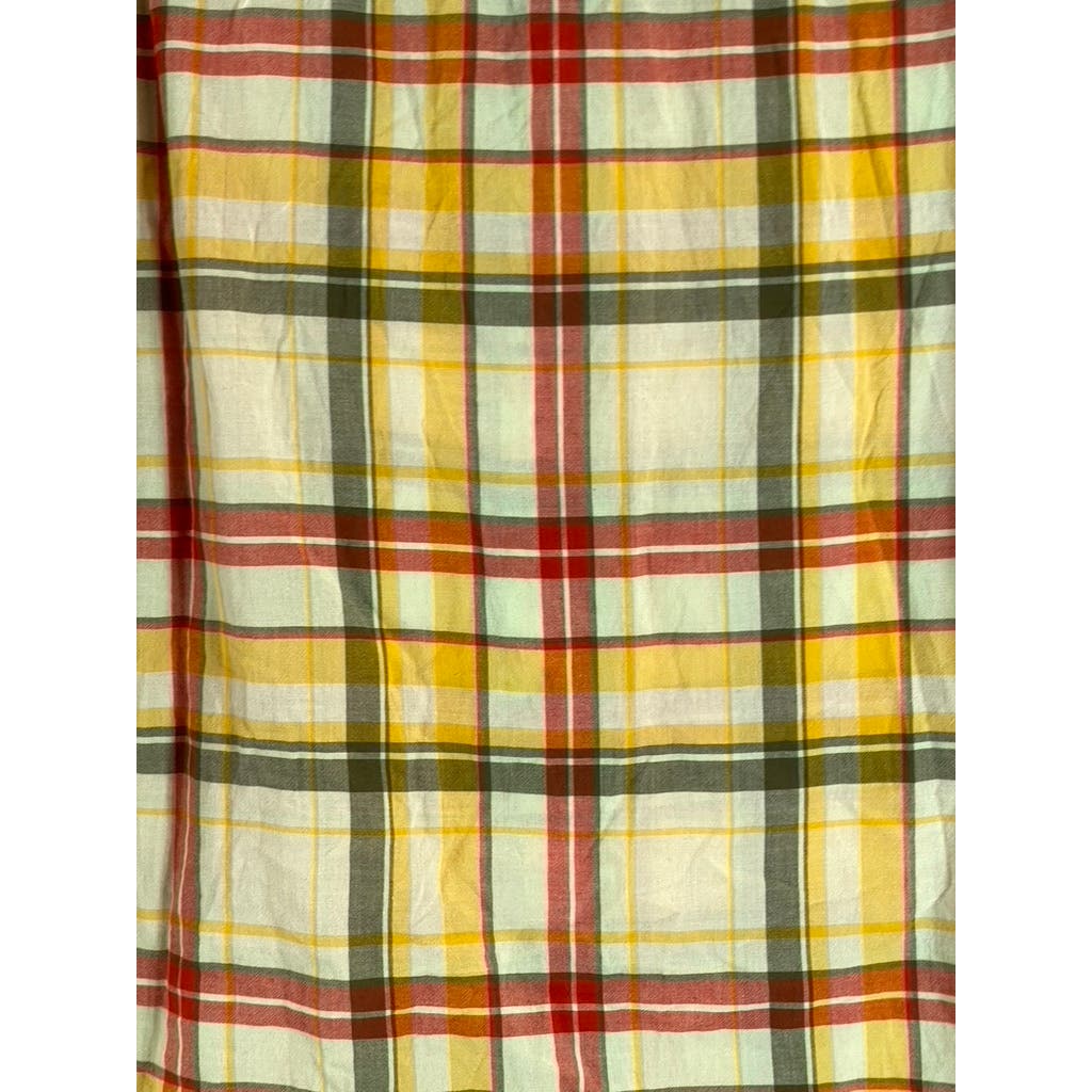 WOOLRICH Men's Yellow/Red Plaid Modern Short Sleeve Button-Up Shirt SZ XL