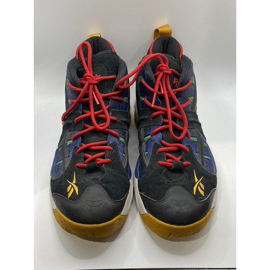 REEBOK Men's Royal Black Green Rail Mid Lace-Up Basketball Sneakers SZ 10.5