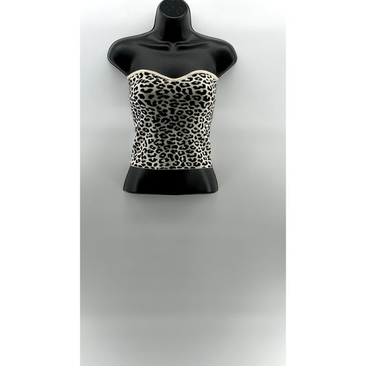 EXPRESS Women's Black-White Animal Print Strapless Sweater Tube Top SZ XS
