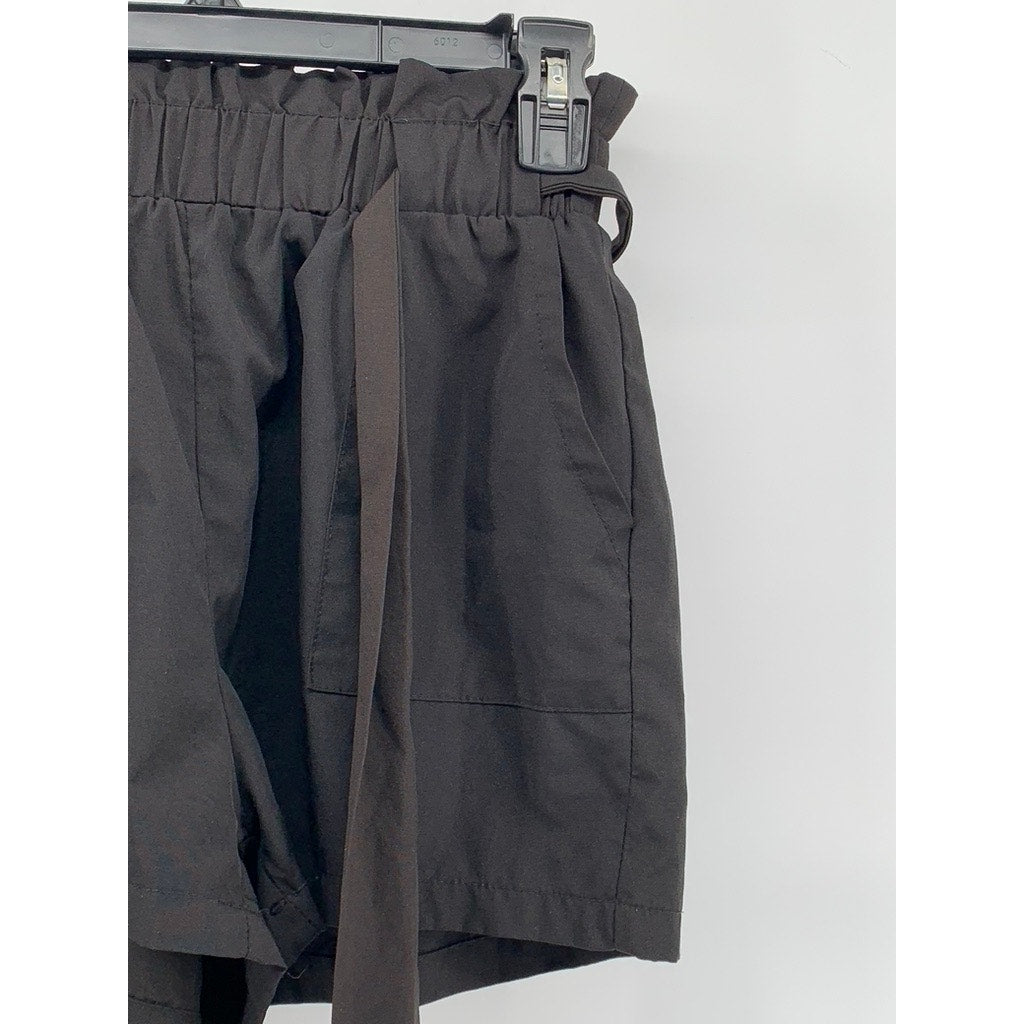 SHEIN Women's Black Solid Pull-On Relaxed Fit Paperbag Shorts SZ S