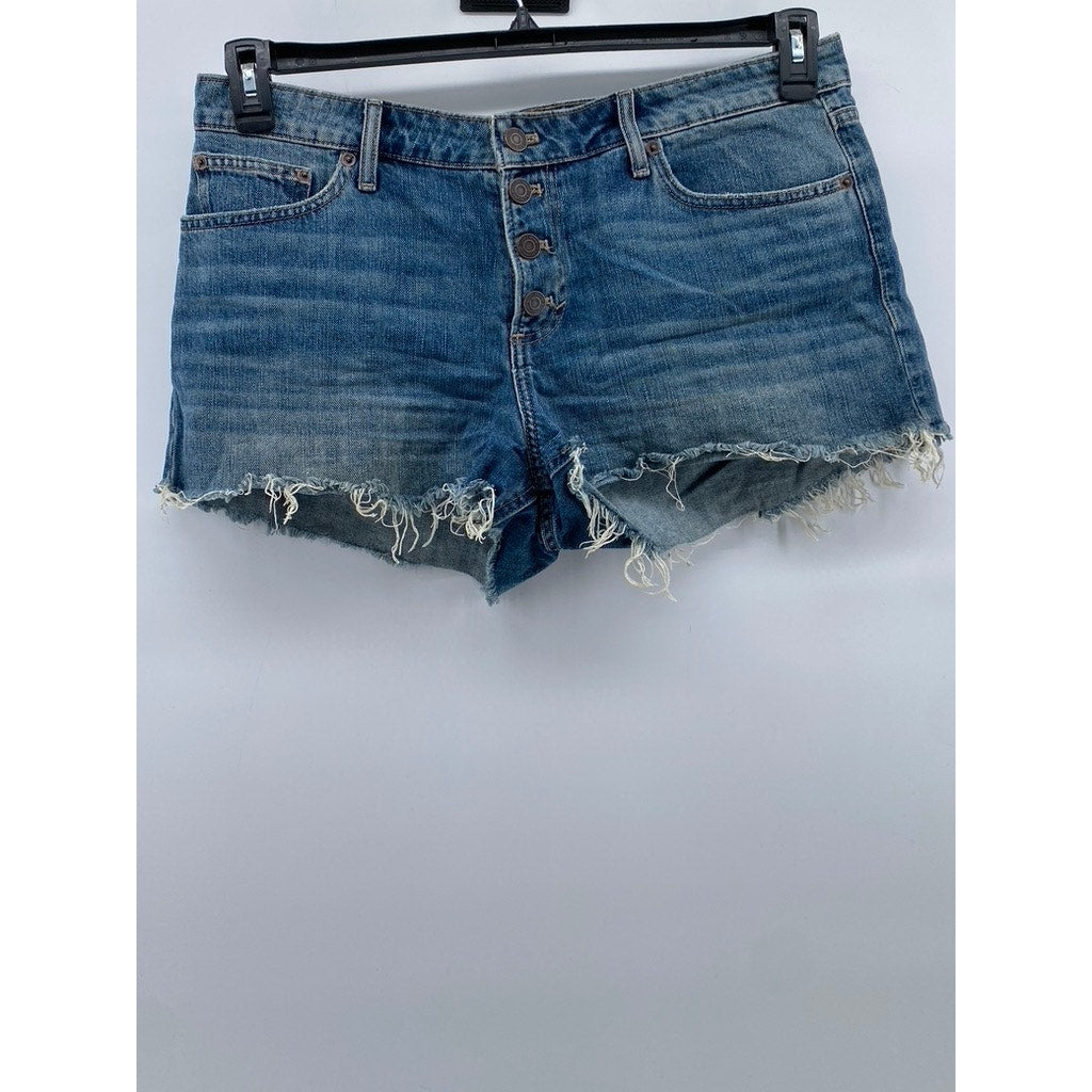 LUCKY BRAND Women's Light Blue Denim The Cut-Off Mid-Rise Shorts SZ 12/31