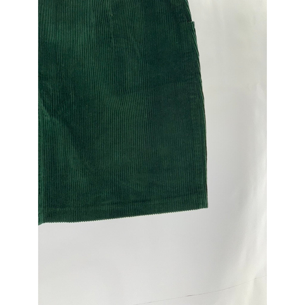 FOREVER 21 Women's Dark Green Corduroy Mini Skirt SZ L