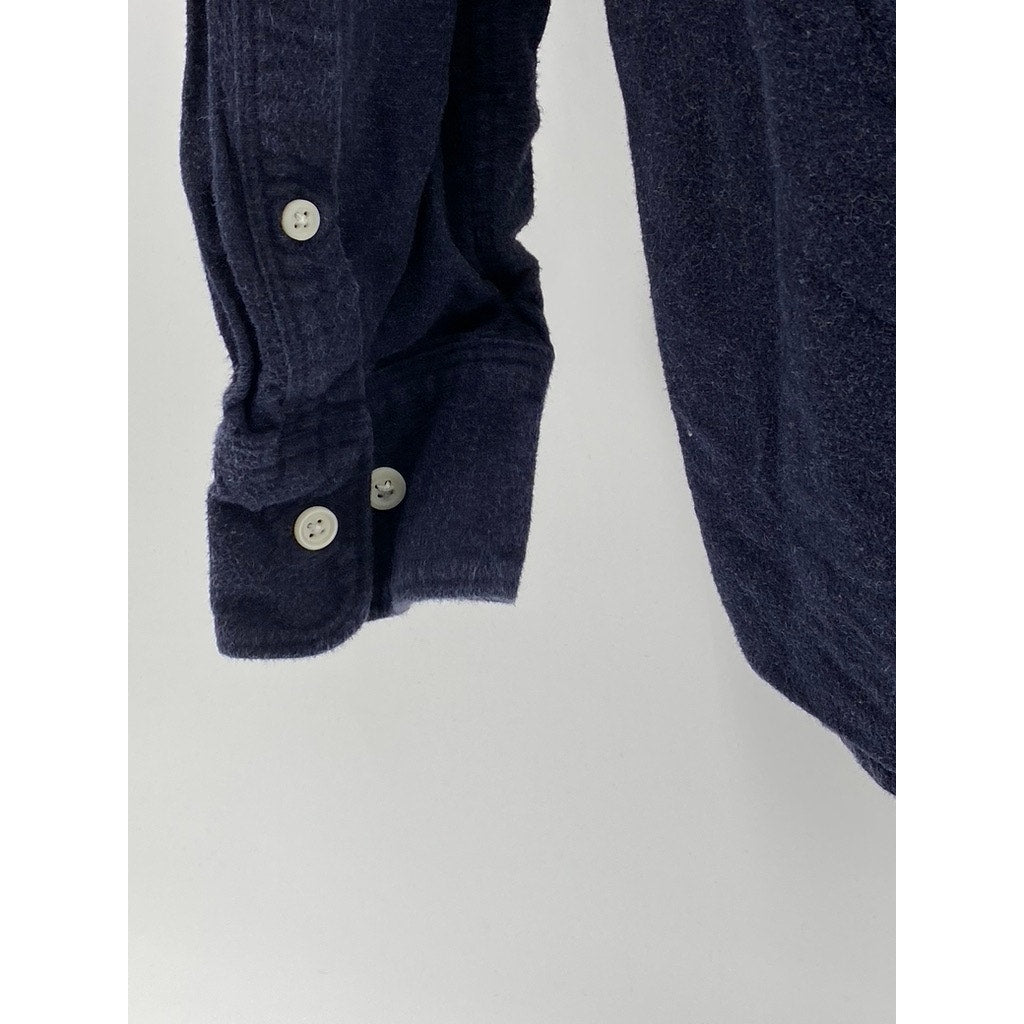 UNBRANDED Men's Navy Solid Regular-Fit Button-Up Long Sleeve Shirt SZ M