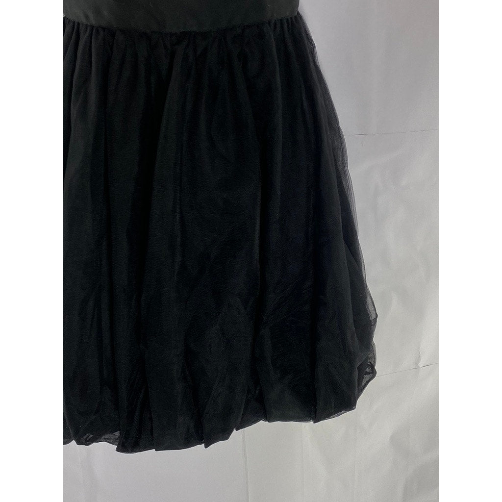 ROBERT RODRIGUEZ Women's Black Cross-Back Straps Mesh Skirt Mini Dress SZ 8