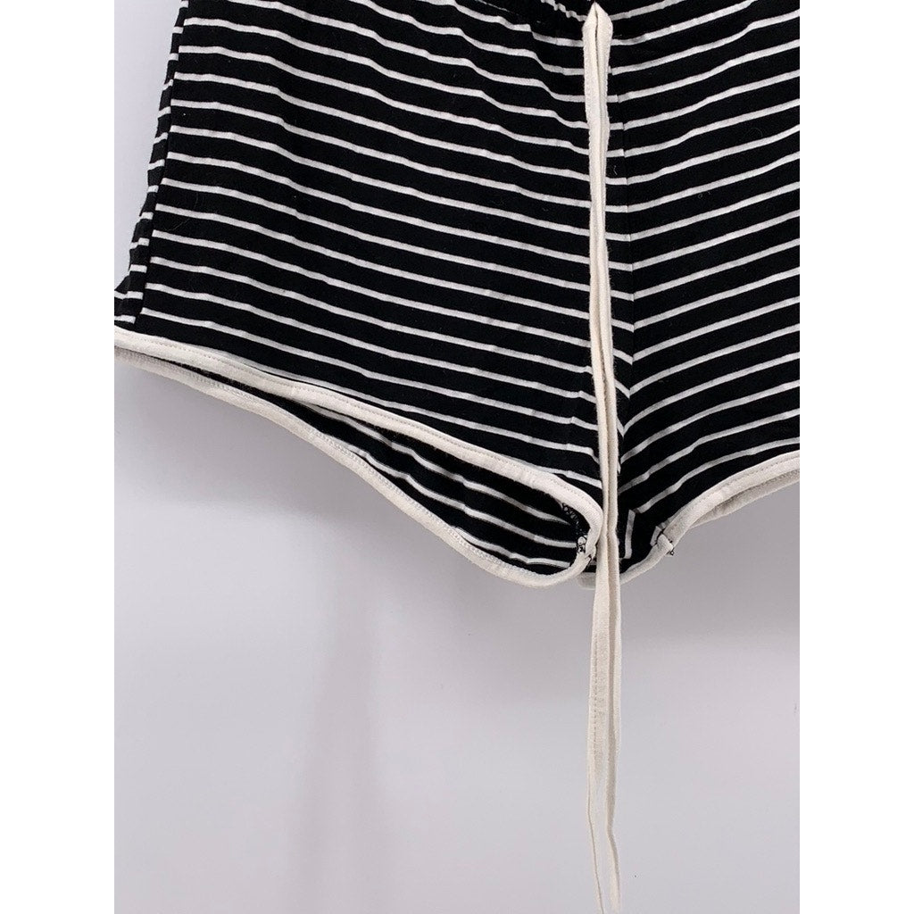 SHEIN Women's Black-White Striped Sleep Shorts SZ M