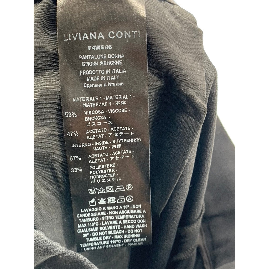 LIVIANA CONI Women's Black Solid Wide-Leg Pull-On Trousers SZ 46(USXL)
