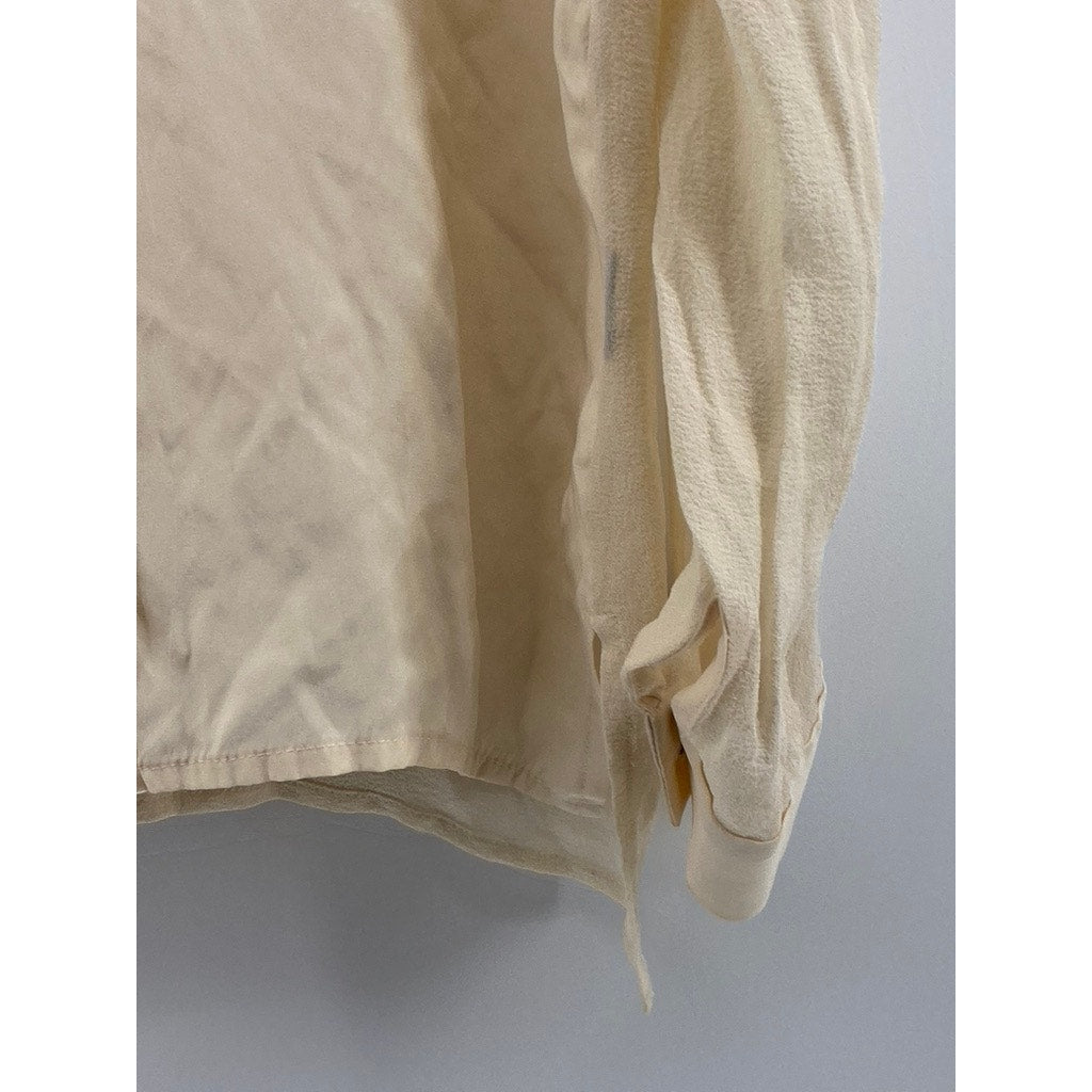DOLCE VITA Women's Beige Pleated Button-Up Long Sleeve Top SZ XS