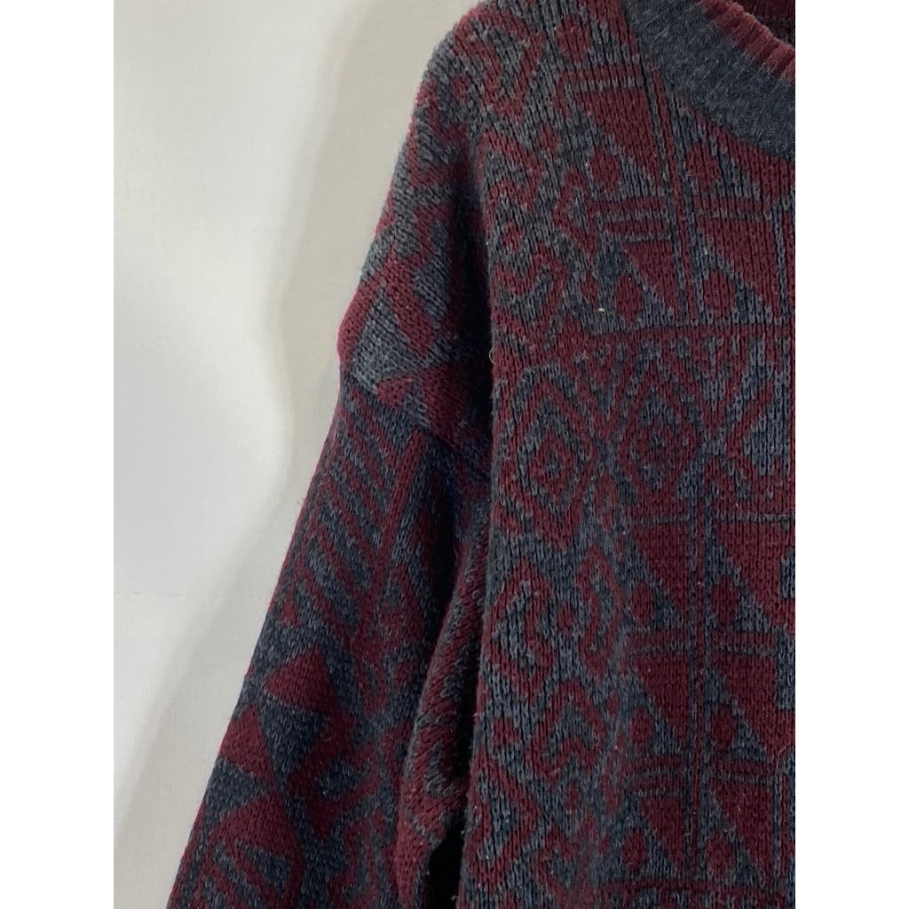 THE MEN'S STORE At Sears Men's Burgundy Printed Vintage Crewneck Sweater SZ XL
