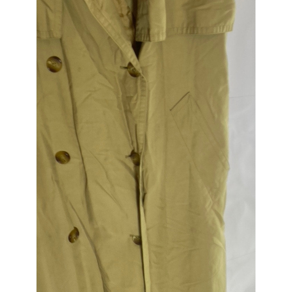 NEW FAST Women's Tan Button-Front Belted Sleeveless Trench Coat SZ 12
