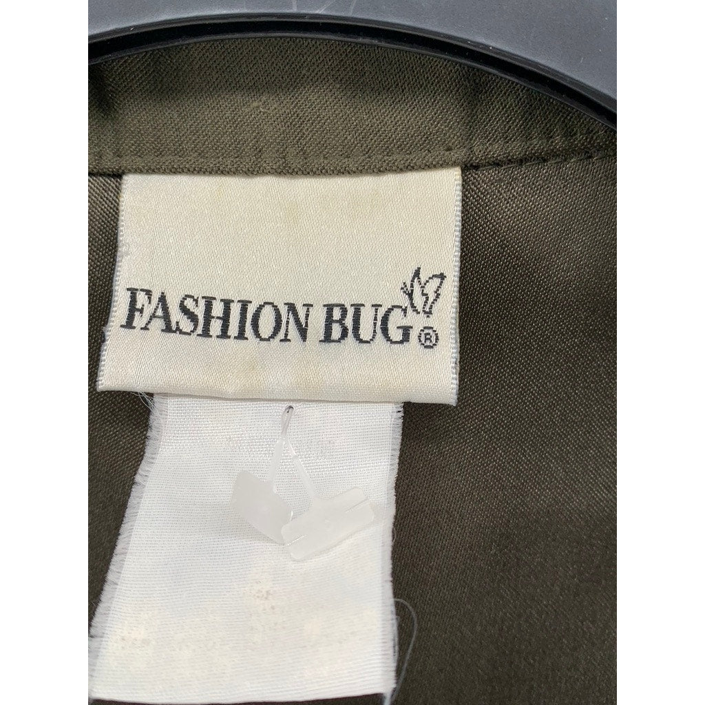 FASHION BUG Women's Vintage Olive Green Three-Button Notch Collar Coat SZ M