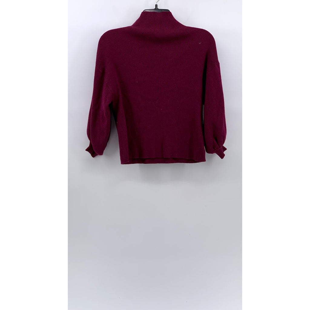 Women's Burgundy Soft Knit Mock-Neck Long Sleeve Pullover Sweater SZ M