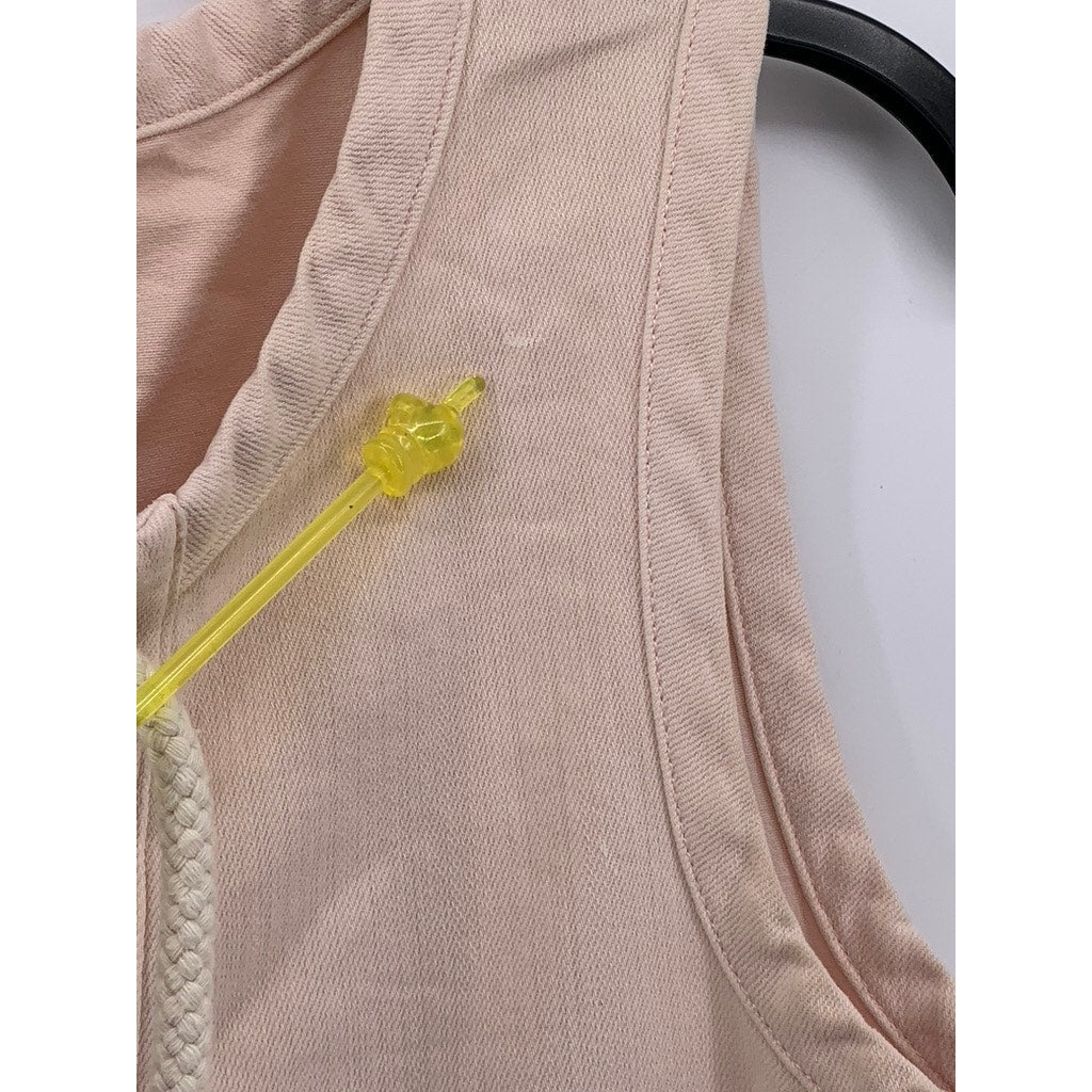 AERIE Women's Light Pink Lace-Up Neck Ruffle-Hem Sleeveless A-Line Dress SZ S
