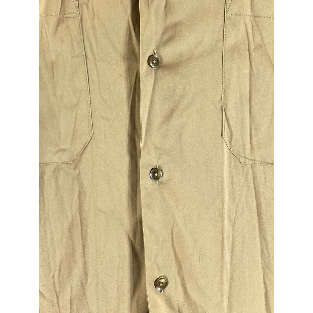ZARA Men's Tan Relaxed-Fit Button-Up Long Sleeve Shirt SZ L
