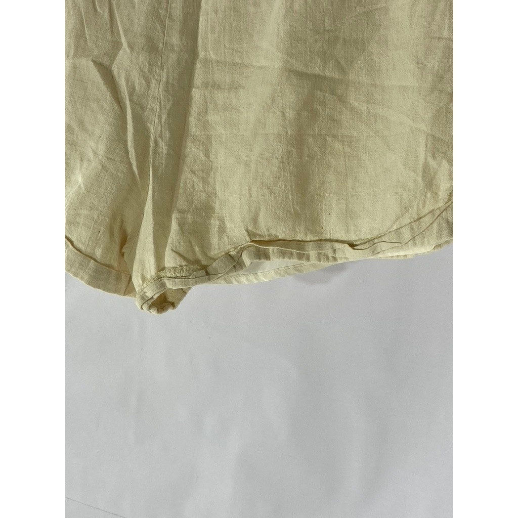 SHEIN Women's Beige Lightweight Extended-Button Casual Shorts SZ 2