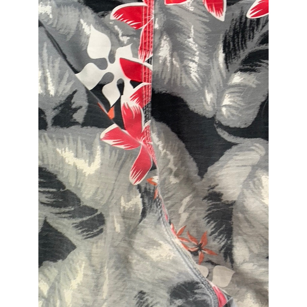 SOLITUDE Men's Hawaiian Tropical Floral Black/Red Grey Swim Board Shorts SZ 38