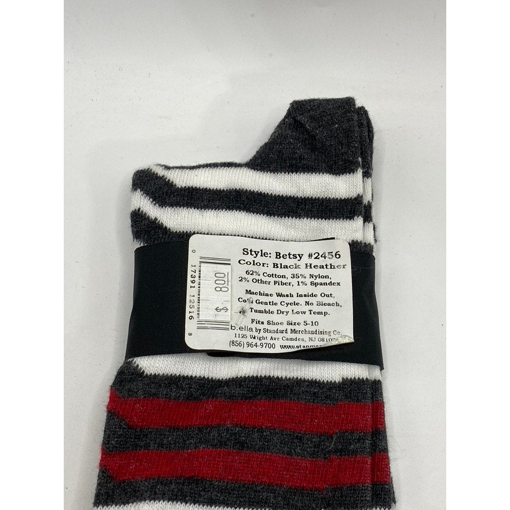 B.ELLA Women's White-Black Heather Striped Betsy Knee High Socks SZ 9-11
