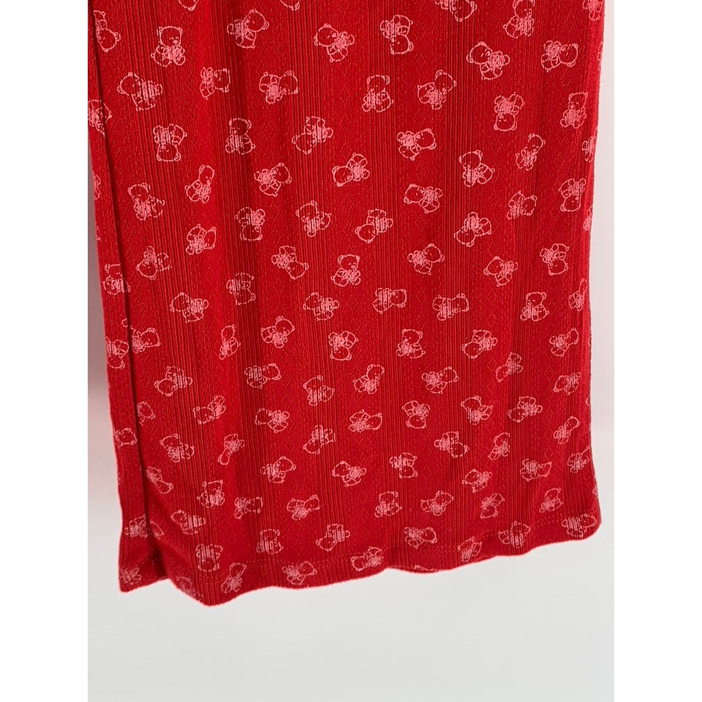 PINK ROSE Women's Red Bear Print Relaxed Fit Pajama Pants SZ M