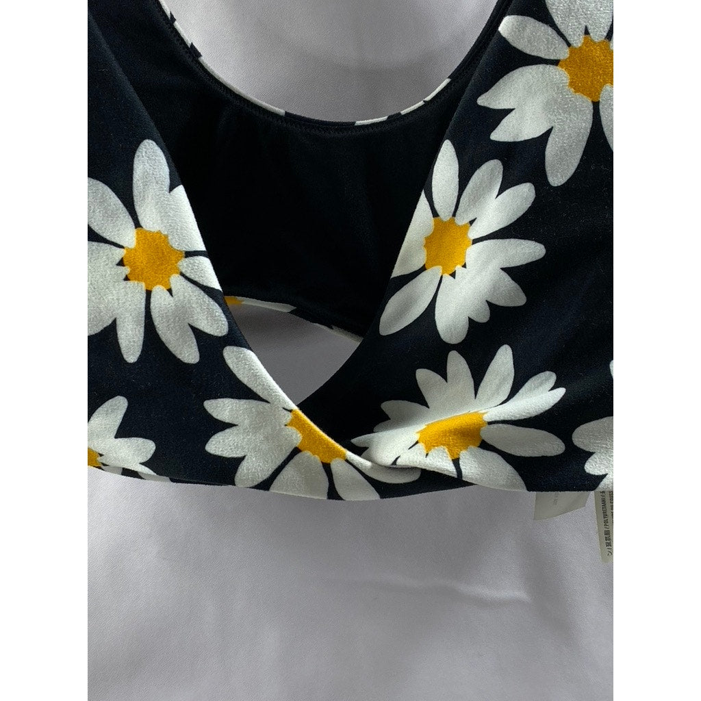 GILLY HICKS Women's Black Find Your Happy Place Daisy-Print V-Neck Bra SZ M