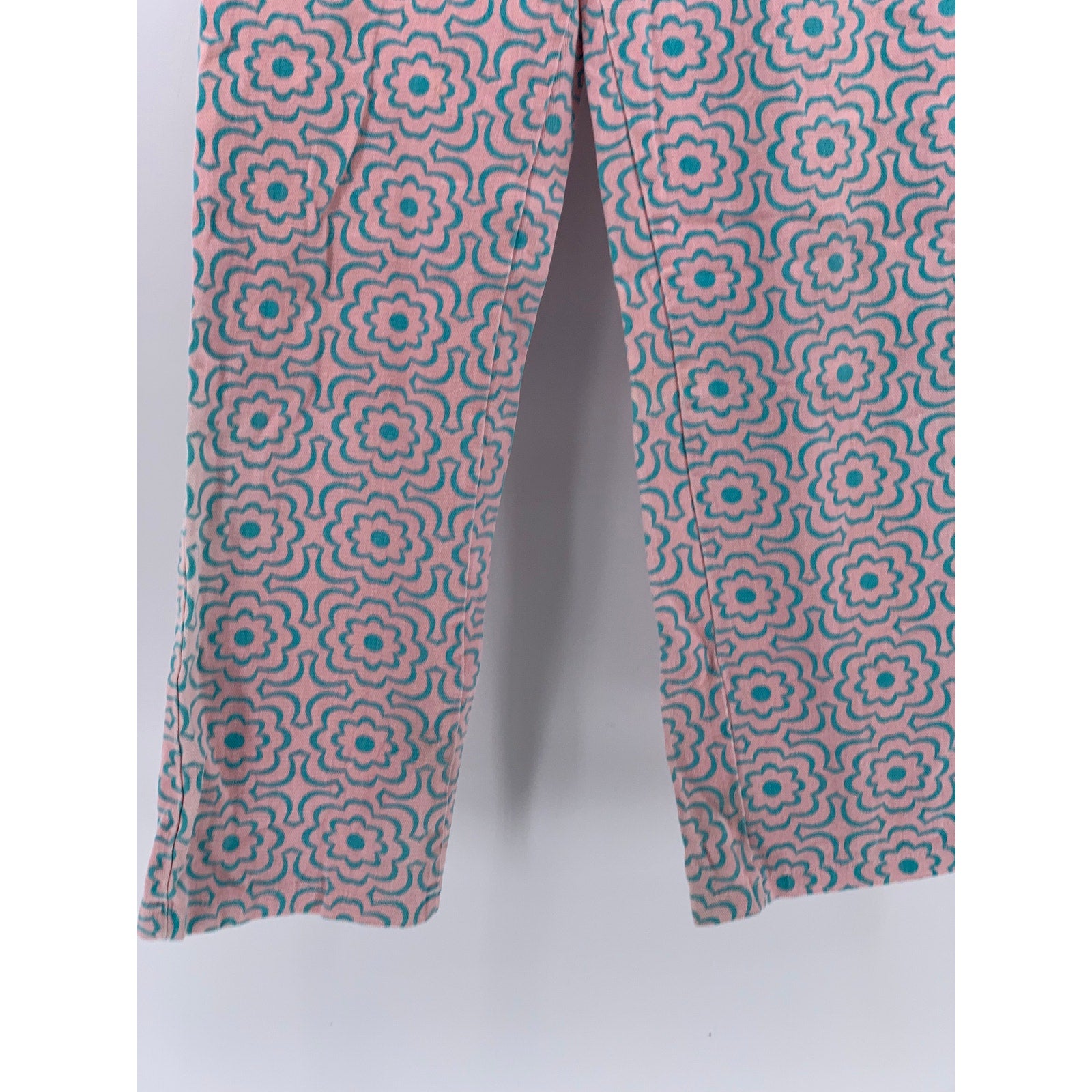 LOVE + HARMONY Women's Pink-Blue Flower Print Straight-Leg High-Rise Pants SZ S
