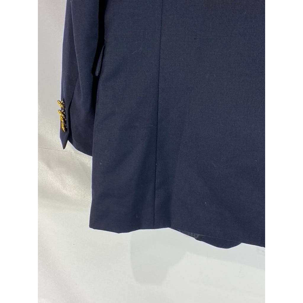 LAUREN RALPH LAUREN Men's Long Navy Classic-Fit Gold Two-Button Blazer SZ 42L