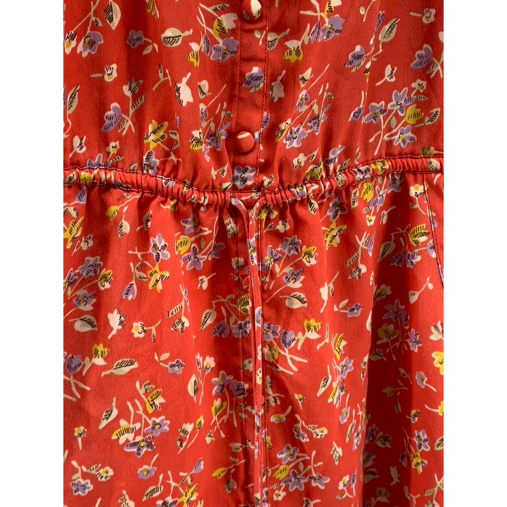 AMERICAN EAGLE OUTFITTERS Women's Orange Floral V-Neck Tie-Waist Dress SZ 2