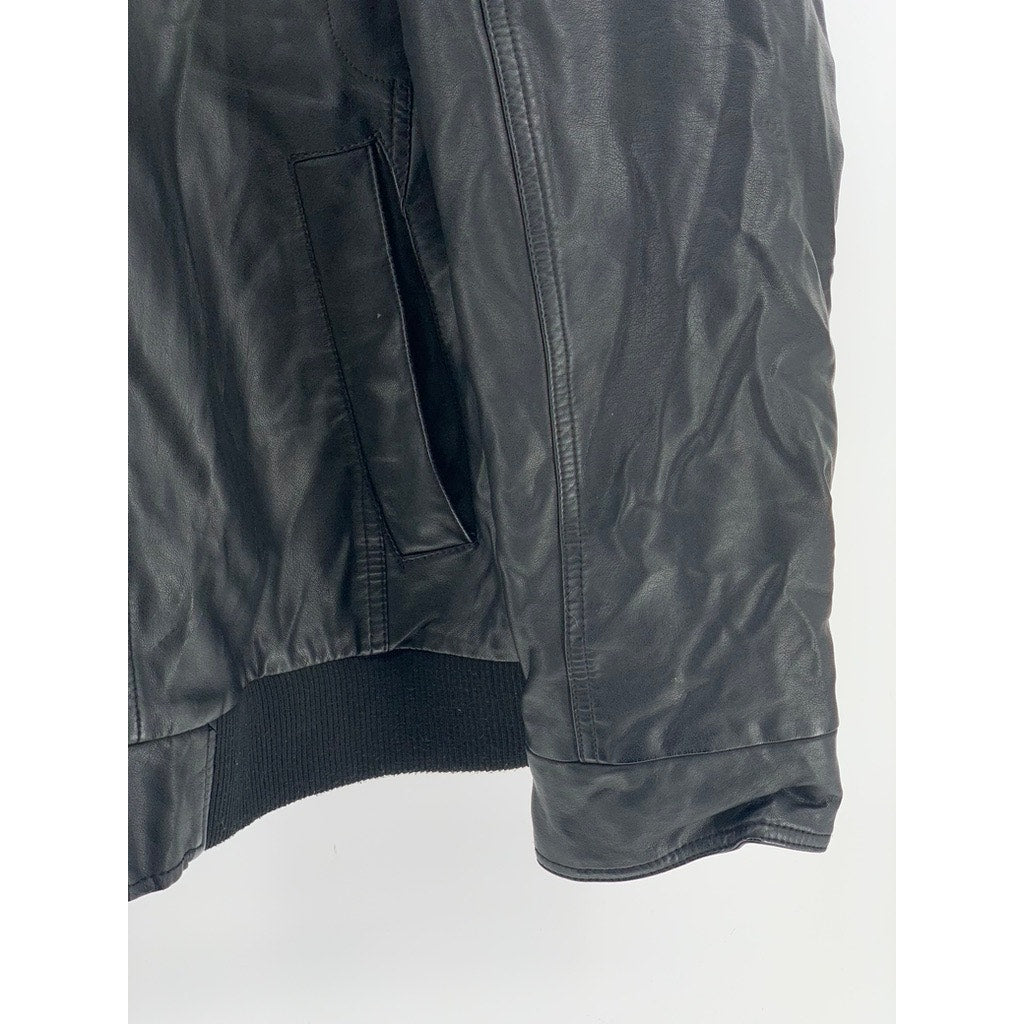 INC INTERNATIONAL CONCEPTS Men's Black Distressed Faux-Leather Jacket SZ XXL