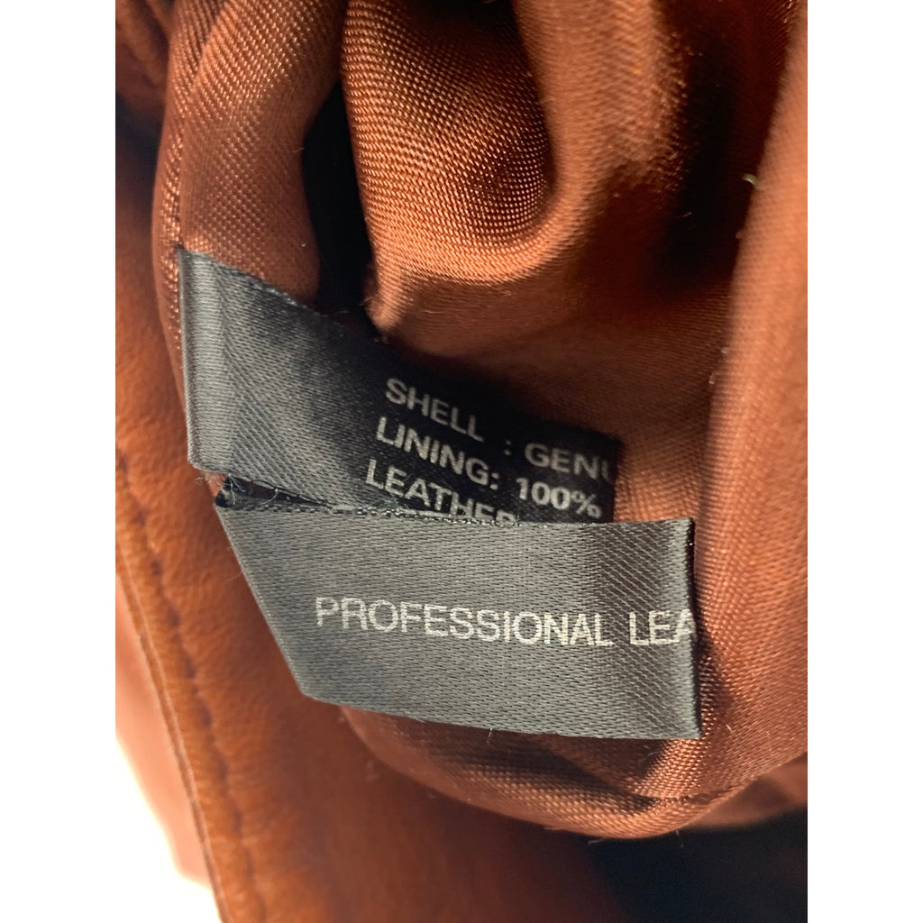 MICHAEL HOBAN Women’s Brown Leather North Beach Button-Up Long Sleeve Coat SZ 10