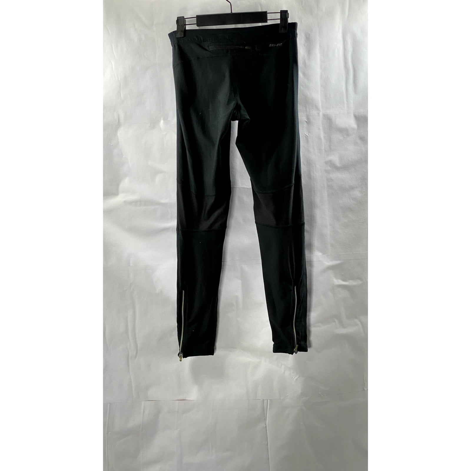 NIKE Women's Black Dri-Fit Reflective Zip-Ankle Inner Drawstring Leggings SZ S