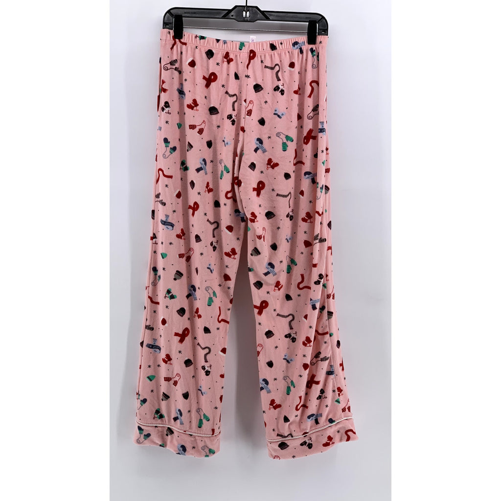 JOYSPUN Women's Pink Christmas Print Fleece Pajama Pants SZ S