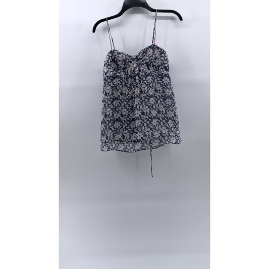AMERICAN EAGLE OUTFITTERS Women's Blue-White Floral Spaghetti Strap Top SZ XS
