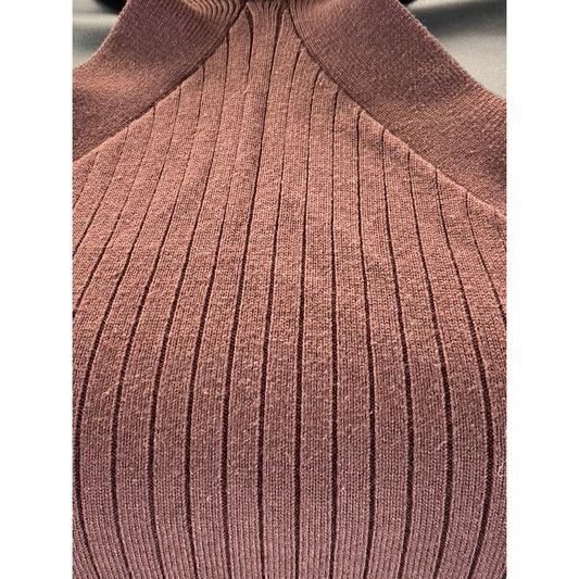 BDG BY URBAN OUTFITTERS Women's Brown Ribbed Cross-Neck Halter Crop Top SZ M